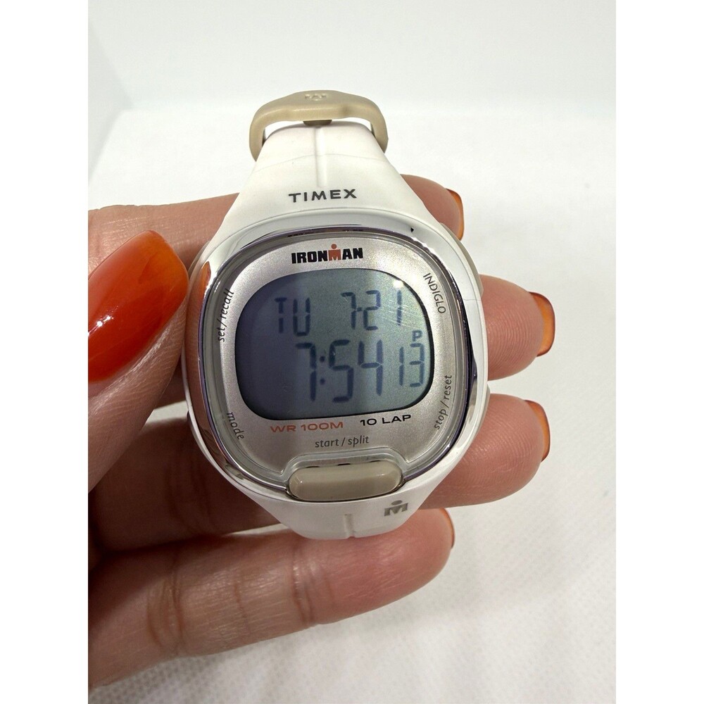 Timex Ironman Women’s Digital Sport Watch – White Resin Band – WR100M – Working